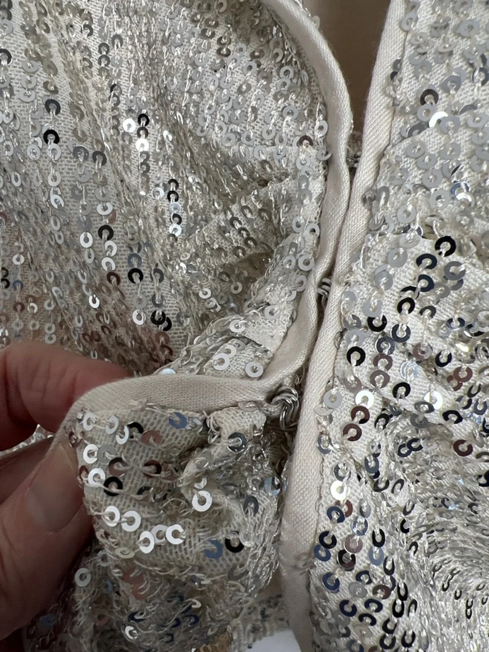 NEW Avec Les Filles X Stitch Fix Collaboration Silver Cream Sequin Formal Jacket
